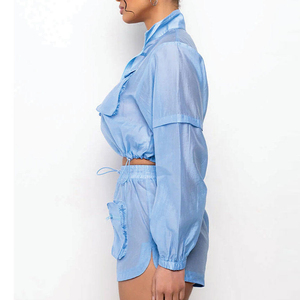 <b>Women's</b> New Fashion Windbreaker Zip-Up <b>Jacket</b> with Shorts Two Piece Set <b>Women's</b> Casual Wear Windbreaker Shorts Set - Product Image 3