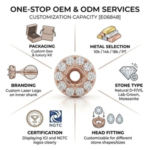 Venta al por mayor de pendientes de oro rosa de 18 quilates con halo de diamantes, semimonturas para diamantes naturales, OEM, ODM, MOQ 1 unidad - Product Image 5