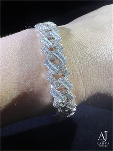 925 <b>Silver</b> Hiphop Moissanite Cuban Link <b>Bracelet</b> Rhodium Plated Round Brilliant Cut Chain <b>Bangle</b> Unisex for Party Wedding Gift - Product Image 5