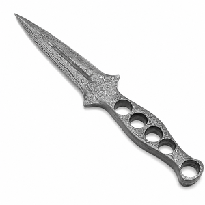 Cuchillo de punta de lanza de acero de Damasco, hoja fija de filo recto, grado industrial, mango de acero de Damasco de 4 mm de grosor, 9 pulgadas de largo total - Product Image 4