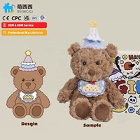 Fournisseurs de peluches personnalisées : Poupée lapin en peluche grande taille avec broderie, jouet en peluche motif café, ours en peluche personnalisé