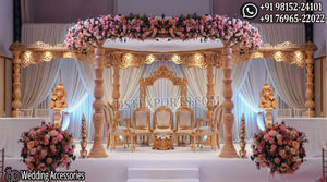 Mandap de Madera para Bodas Royal Maharani, Mandap de Madera Glamuroso para Bodas Indias en Interiores, Mandap de Madera de Diseño Único para Bodas - Product Image 2