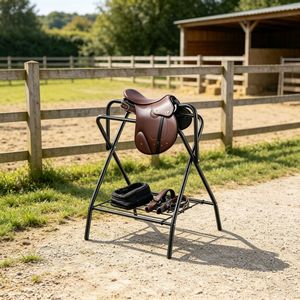 Support de selle australien occidental pliable en acier inoxydable pour garage, personnalisé pour l'équitation - Product Image 6