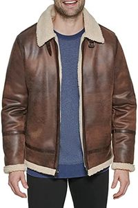 Veste de moto décontractée pour homme en cuir de mouton marron imperméable, col montant, fermeture éclair, grande taille, vêtements d'hiver - Product Image 4