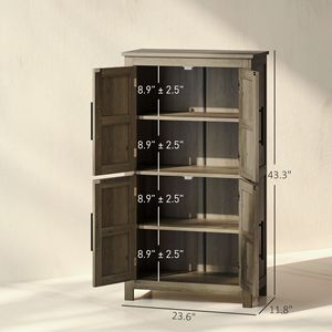 "4-Door Solid Wood Freestanding <b>Vanity</b> Cabinet for <b>Bathroom</b> 23.6" X 11.8" X 43.3" Brown" - Product Image 3