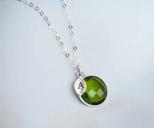 Handmade 14mm Faceted Bezel Peridot August Birthstone <b>Pendant</b> Necklace Gold-Plated Silver-Plated Setting Fashion Accessory for - Product Image 4