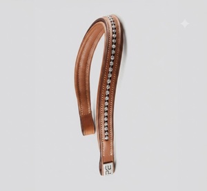 Fronture de cheval en cuir rembourrée en forme de vague, incrustée d'une seule rangée de petits cristaux, pierres et strass, pour chevaux - Product Image 4