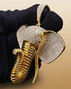 Colgante de Elefante con Incrustaciones de Moissanita VVS, Colgante de Plata 925, Estilo Hip Hop, Colgante de Animal, Colgante de Rapero Bilingüe, Joyería de Buena Suerte - Product Image 1