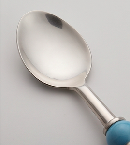 Ensemble de couverts modernes avec manches en céramique bleue perlée, couverts en acier inoxydable, compatibles lave-vaisselle, pour usage quotidien et fêtes - Product Image 2