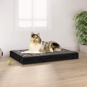 Cama para Perro de Madera de Pino Negro Sólido, Resistente y Duradera - Product Image 1