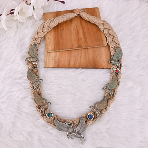 Boho Braided Jute Rope Pegasus <b>Statement</b> <b>Necklace</b> - Product Image 4