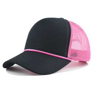 5 Panel Promotion Patchwork Mesh Truck <b>Hat</b> with String Foam Two Tone Colors Baseball Cap Streetwear Dad <b>Hat</b> for Outdoor - Product Image 3