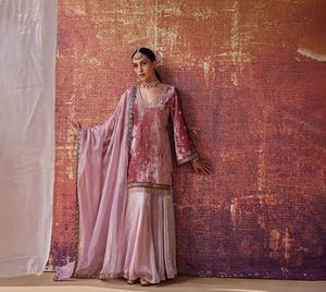 Dernier modèle de Lehenga Kurta indien traditionnel de créateur, en velours, haute couture, hiver, réversible, protection solaire, style Bollywood, pour mariage - Product Image 1