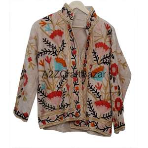 Chaqueta Bomber para Mujer con Diseño Suzani Hecho a Mano, Bordado a Máquina con Patrón Floral, Tejido de Algodón, Secado Rápido y Transpirable - Product Image 6
