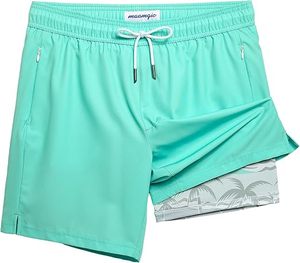 Shorts de sport pour homme en toile bleu marine unie, avec poches, élastiques, en coton/élasthanne, séchage rapide, anti-plis, respirants, protection UV - Product Image 3