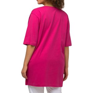 เสื้อยืดคอวีทรงหลวมสำหรับผู้หญิงไซส์ใหญ่ สีพื้น ระบายอากาศได้ดี เหมาะสำหรับใส่ลำลองในฤดูร้อน รับผลิตเสื้อผ้าแบบ OEM ODM - Product Image 5