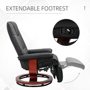 Poltrona Reclinabile Girevole in Ecopelle Nera con Poggiapiedi Regolabile per il Relax Femminile nel Soggiorno - Product Image 5
