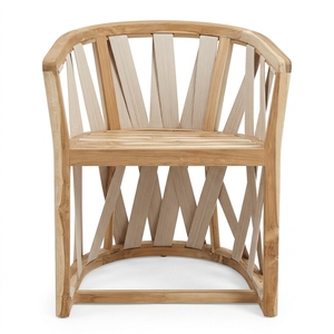 Chaise de salle à manger d'extérieur moderne en teck massif avec tressage en corde sans coussins pour salon par KAG Furniture - Product Image 1