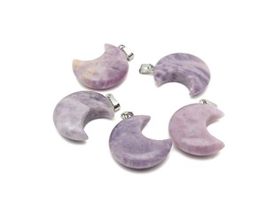 Collar con Colgante de Luna Creciente de Lepidolita Natural |   Amuleto de Luna de Cristal |   Joyería de Piedras Preciosas Hecha a Mano |   Decoración del Hogar Feng Shui | - Product Image 3