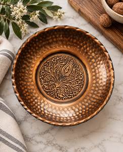 Regalos de Diwali, tazón de cobre martillado hecho a mano, vajilla metálica vintage, interior pulido - Product Image 5