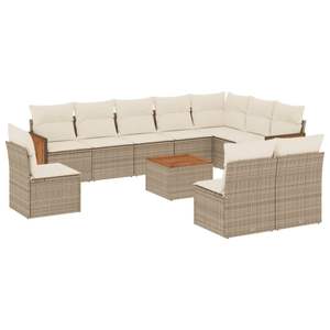 Beige Garden <b>Sofa</b> <b>Set</b> Outdoor Rattan Furniture Cushioned Contemporary Design - Product Image 2