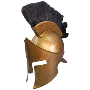 Casco Deportivo Medieval Hecho a Mano con Cruz Chapada en Oro, Pluma Negra y Armadura Pulida para Cosplay, Reenactment y Aniversarios - Product Image 1