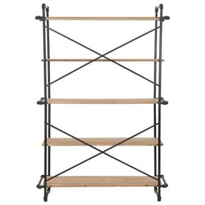 Solid Firwood & Steel 47.2"x16.5"x70.8" <b>Bookcase</b> & Bookshelf - Product Image 2