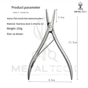 7 Inch Flat Teeth Silver Stainless Steel <b>Clamp</b> Hair Extension Plier with Smooth Grooves Keratin Hair Extensions Tools - Product Image 6