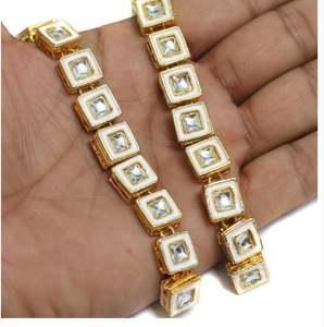 Conector Ovalado de Aleación Chapado en Oro de 18K con Cristales Golden Meena Kaari, Tamaño 11x11mm, Componentes para Joyería y Collares, Venta al por Mayor - Product Image 2