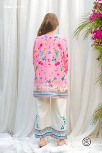 Conjunto de Kurta y Pantalón Corto con Abertura Lateral, Diseño Moderno, Rayón Slub con Estampado Floral, Moda Femenina, Fabricante, Proveedor Indio - Product Image 3