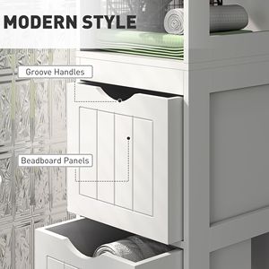 Mobiletto da Bagno Bianco Sottile Salvaspazio con 3 Cassetti e 2 Ripiani Aperti, Armadietto Stretto da Terra - Product Image 5