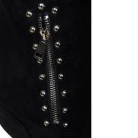 Veste en cuir véritable pour femme, style motard, noire, coupe slim, style punk, avec clous métalliques, veste en cuir pour femme