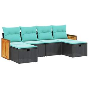 Conjunto de Sofás Modulares Grandes de Ratán PE Negro para Jardín, Elegante Espacio de Vida al Aire Libre - Product Image 2