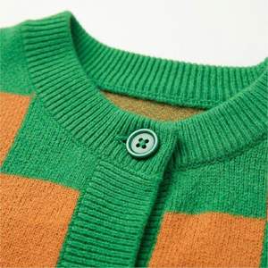 Cardigan en tricot à motif géométrique pour homme, vert et orange, manches longues, boutons sur le devant, pull d'automne - Product Image 4