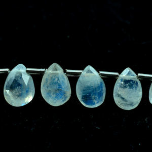 Preciosas cuentas naturales con forma de pera facetadas de piedra lunar arcoíris, hermoso color azul para hacer joyas o regalos increíbles - Product Image 3