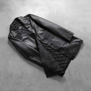 <b>Men's</b> Genuine Leather <b>Long</b> Coat Double Breasted Turn-Down Collar Formal Winter <b>Jacket</b> Premium Quality Durable Soft Comfortable - Product Image 4