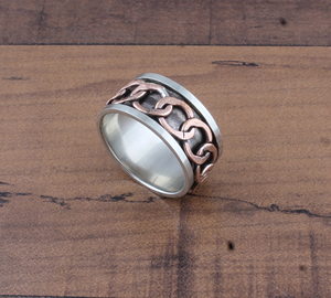 925 Sterling <b>Silver</b> <b>Spinner</b> <b>Ring</b> Handmade Curb Copper Chain Fidget <b>Ring</b> for Anxiety Meditation Band Two Tone Jewelry Wholesale - Product Image 5