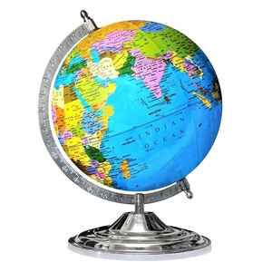 Globe terrestre décoratif avec support en métal argenté |   Globe terrestre éducatif pour la maison, le bureau, l'école, la salle d'étude, décoration de table - Product Image 2