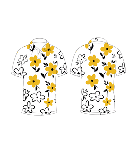 Men’s <b>White</b> Yellow Floral Print <b>Polo</b> Shirt Casual Short Sleeve Summer Fashion Golf Shirt - Product Image 6
