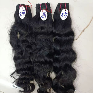 Extensiones de Cabello Humano Remy Virgen Indio Ondulado, Doble Trama a Máquina, Todos los Colores Aptos, Puntas de Una Sola Capa para Tejido de Cabello - Product Image 1
