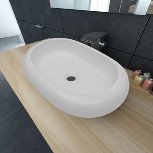 Lavabo bagno 24.8 lusso \ "X 16.5 \" bianco in ceramica di forma ovale - Product Image 1
