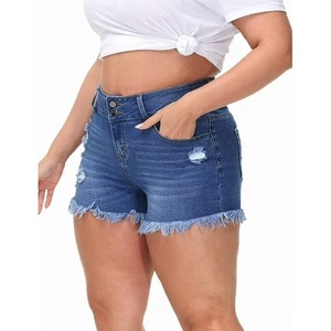 Shorts en jean bleu pour jeunes femmes et adolescentes - Shorts vintage déchirés lavables - Product Image 6