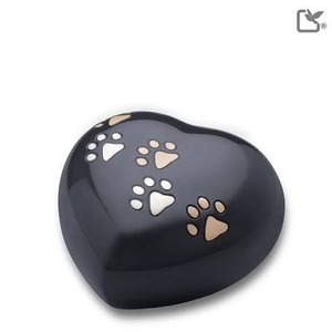 Black Heart Shaped Cremation Urn with Metal Stand for <b>Pet</b> <b>Ashes</b> Custom Design Classic <b>Keepsake</b> Heart Urn - Product Image 2