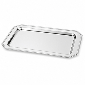 Bandeja de servir ovalada de acero inoxidable pulido a espejo, plato decorativo con borde festoneado y asas para uso en el hogar, hoteles y bodas. - Product Image 4