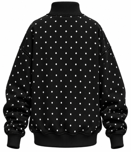 Sweat-shirt oversize à col montant pour femme avec logo personnalisé, imprimé gingham, lettres appliquées et patchwork, pull décontracté pour l'hiver - Product Image 6