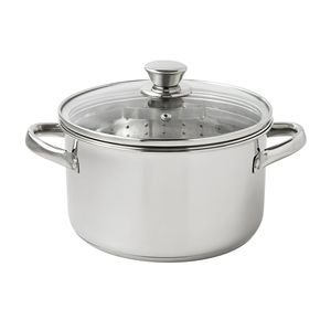 Olla vaporera de 4 cuartos con tapa de vidrio, compatible con inducción, apta para lavavajillas, para verduras y pescado - Product Image 1
