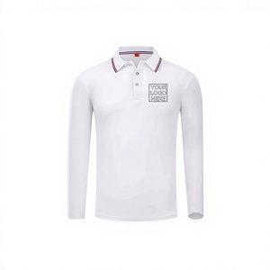 Men's White Long Sleeve Polo Shirt Embroidered Logo Front Casual Oxford Cotton Breathable Regular Fit - Product Image 2