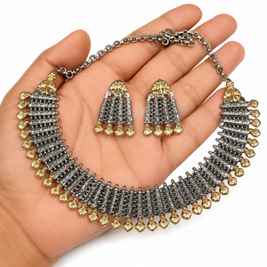 Traditional Bohemian Trendy Lovers Ruby Gold Plated Bezel Setting Necklace Jhumka Earrings Women's Jewelry Set Engagement - Product Image 4