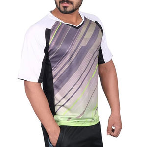 T-shirt décontracté pour homme à col rond et manches courtes, en coton tricoté, avec blocs de couleur, coupe oversize - Product Image 5