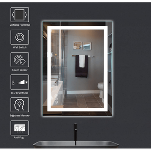 Specchio da Bagno LED/RGB con Controllo Touch Intelligente a Tripla Temperatura di Colore, Luce Regolabile, Antiappannamento, Vetro Temperato Infrangibile - Product Image 5